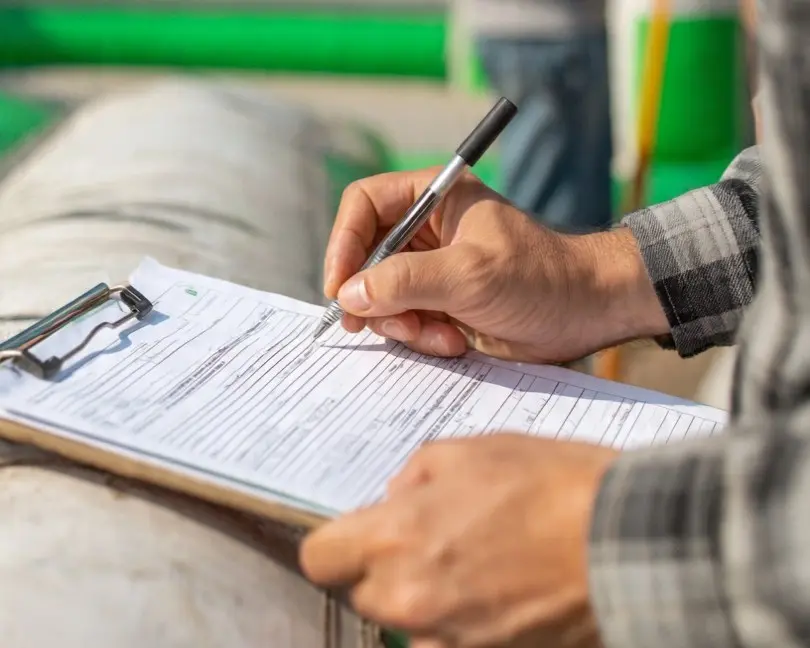 Contrôle de sécurité et remplissage de la fiche d'inspection avant l'événement